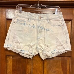 NWT Size 29 (6/8) Rock & Roll Denim High Rise Light Wash Tie Dye Shorts (ABBA)